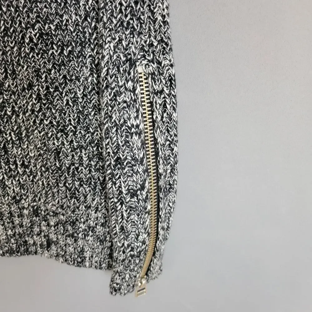 Gap Sweater Dress Womens L Black White Knit Marled Side Zipper Long Sleeves - Picture 4 of 12